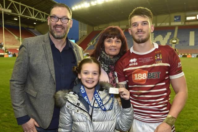 Oliver Gildart with his mum, dad and sister after the World Club Challenge