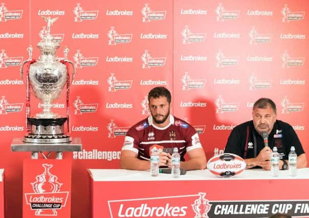 Sean O'Loughlin and Shaun Wane at the Challenge Cup media launch