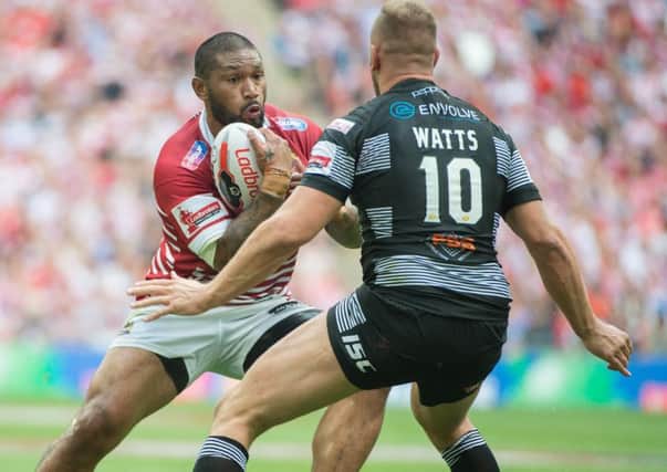 Frank-Paul Nuuausala takes a ball in against Hull FC