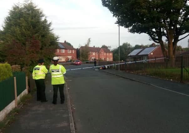 Police at the scene of the motorbike crash on Wessex Road, Marsh Green