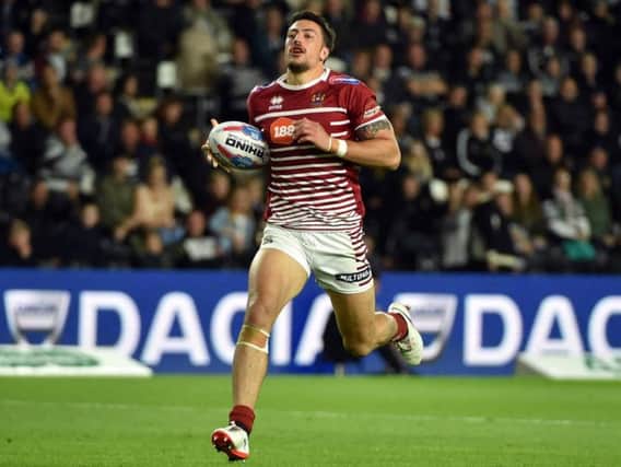Anthony Gelling coasts in for his first try