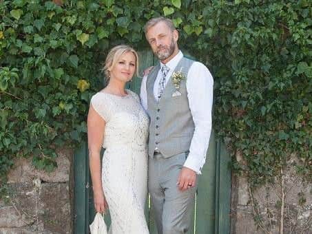 Marianne and Stu Hazeldon from Springfield on their wedding day