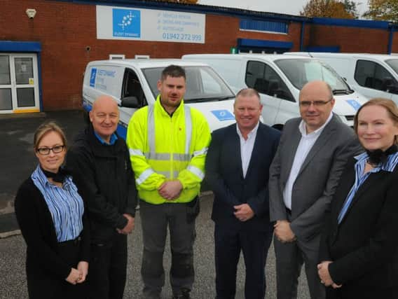 The new Fleet Dynamic base undergoing conversion and company staff including Christina Rimmer (right)