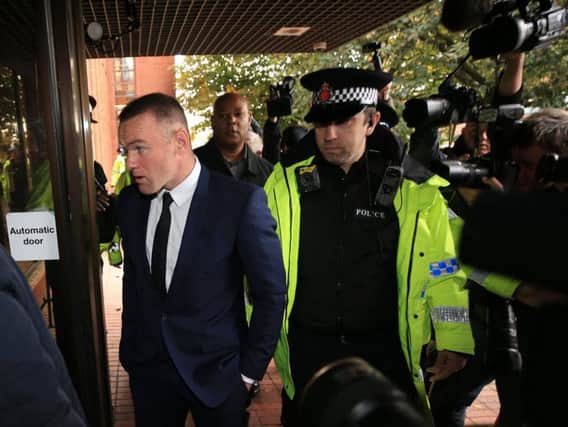 Everton striker Wayne Rooney arrives at Stockport Magistrates' Court
