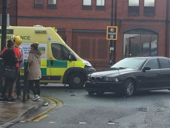 The crash outside Wigan and Leigh College. Photo by Lee Kelly