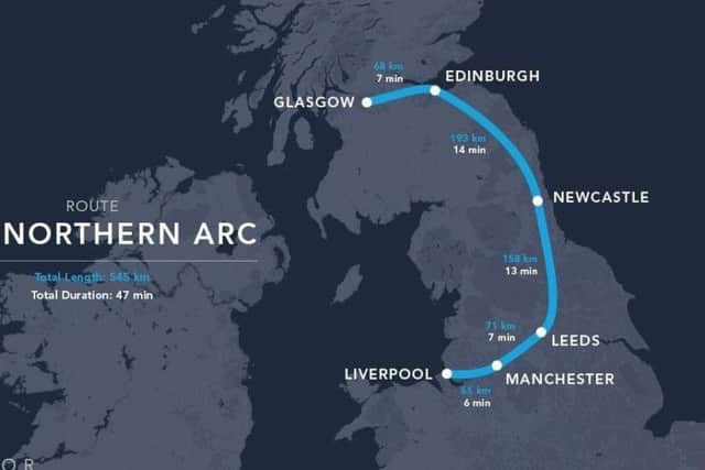 The 'Northern Arc' hyperloop route