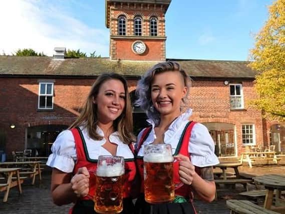 Colette Alexander and Harley Humphries launching Haigh Halls first ever German beer festival
