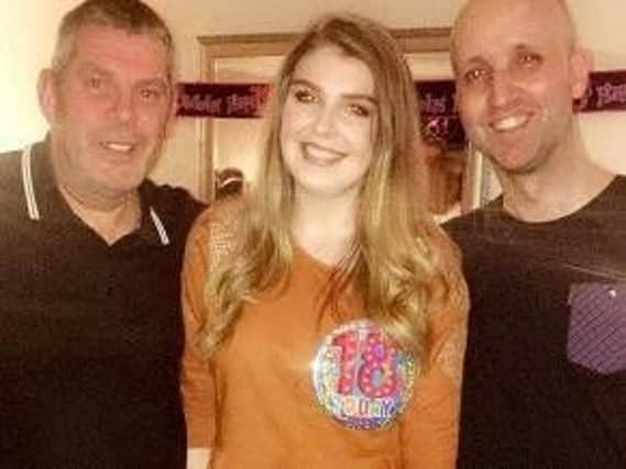 Lucy Jarvis celebrated her 18th birthday with a party, where she was reunited with Manchester arena technicians who helped save her life: John Clarkson (left) and Paul Worsley (right)
