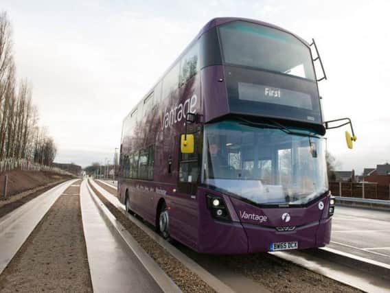 A Vantage vehicle on the guided busway