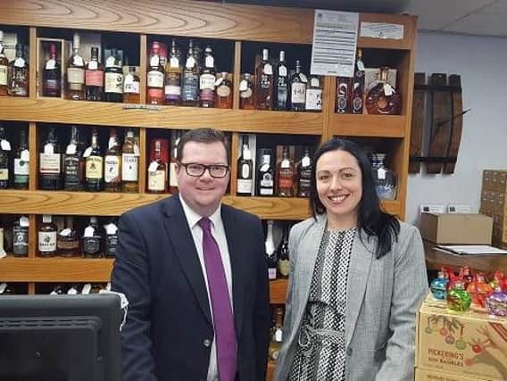 Portland Wine Bar owner Lyndsey Porter with MP Conor McGinn