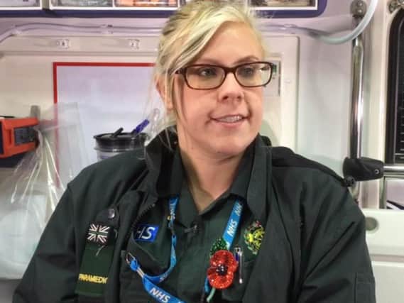 Paramedic Amy Holtom, who suffered a broken wrist