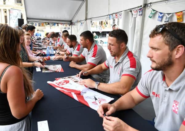 Sean O'Loughlin and his England team-mates met fans in Brisbane. Picture: NRL Photos