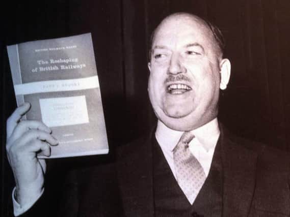 Dr Richard Beeching with his report, in 1963, that led to the closure of railway lines. See letter