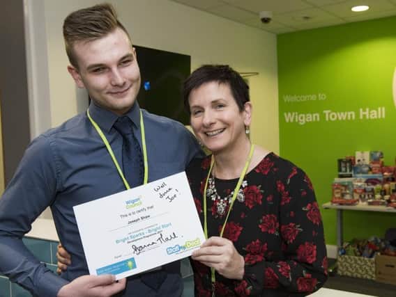 Joseph Shaw with Wigan Council CEO Donna Hall