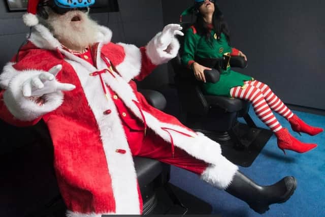 Even Father Christmas got in on the action, trying out one of the Star Wars experiences ahead of the release of The Last Jedi