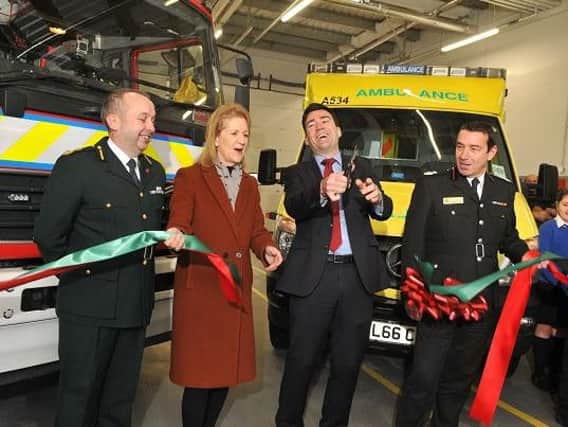 Andy Burnham opening the Wigan Community Fire and Ambulance Station