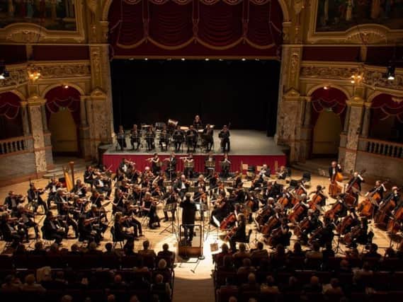 A symphony orchestra on stage