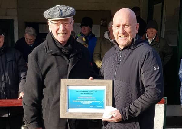 Shaun Edwards was presented with a certificate of his Life Membership of The British Professional Crown Green Bowling Association (known as The  Panel) by The President, Mr Roy Armson, in recognition of his valued support over many years to The Association at Red Lion Bowling Club, Westhoughton