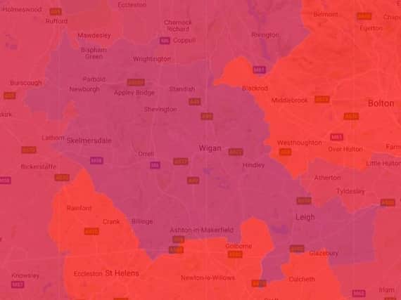 Wigan is in the middle of the range on the Flusurvey heatmap