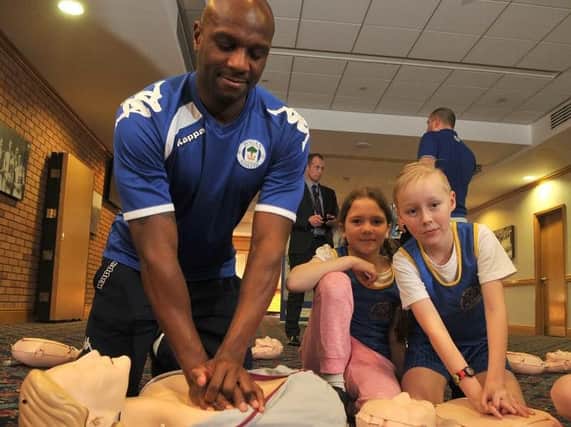 Latics legend Emmerson Boyce at the CPR training event