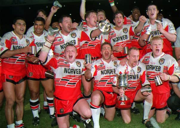 Wigan celebrate their 1994 World Club Challenge win in Brisbane
