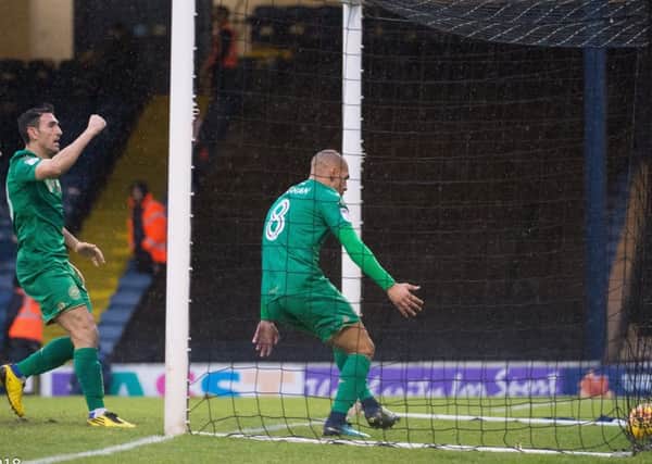 James Vaughan scores his first Latics goal at Southend