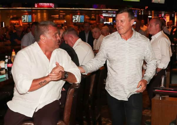 Shaun Wane caught up with Dave Furner at the Legends Night in Sydney. Picture courtesy: Wigan Warriors/Gregg Porteous