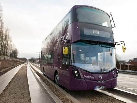 A Vantage vehicle on the guided busway