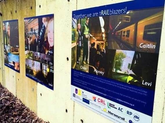 Artwork at Upholland railway station, part of the tRAILblazers project, which allows young people to have photographs displayed at local rail stations