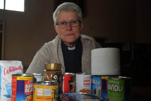 Reverend Denise Hayes at the satellite foodbank from The Brick