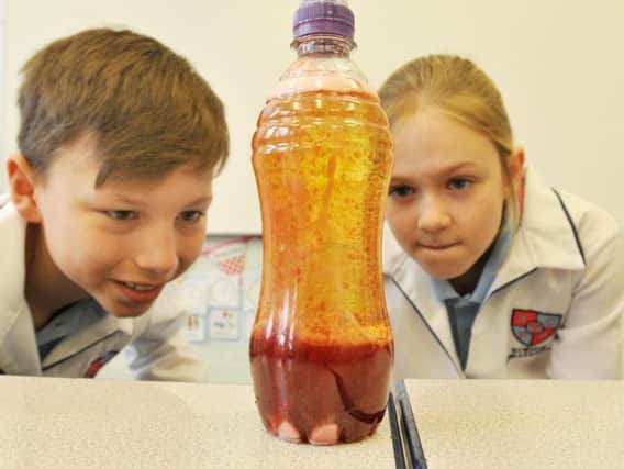 Pupils making their very own lava lamp