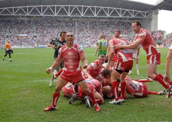 Celebrations at the end of the 2011 Good Friday derby