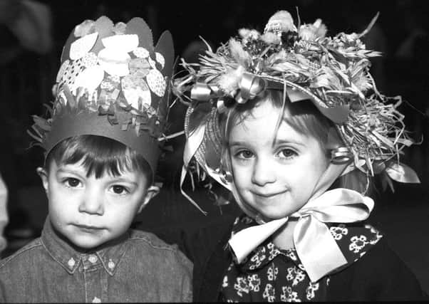 Trinity playgroup display their Easter bonnets in 1994