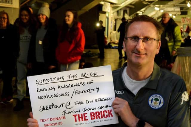 The Brick sleepout Chief executive of Latics - Jonathan Jackson