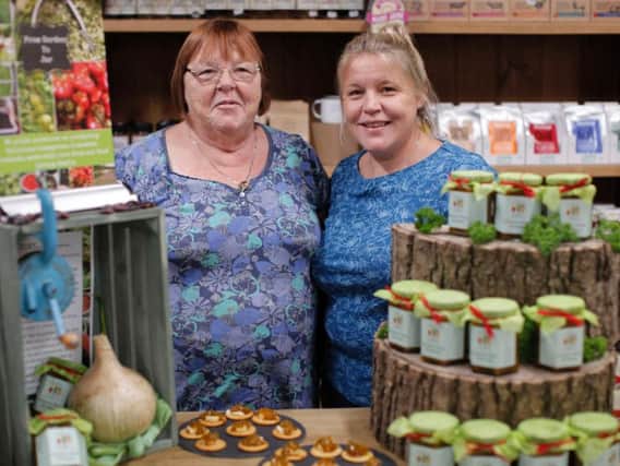 Pam and Emily with their runner bean chutney in the new BBC2 show Top of the Shops with Tom Kerridge