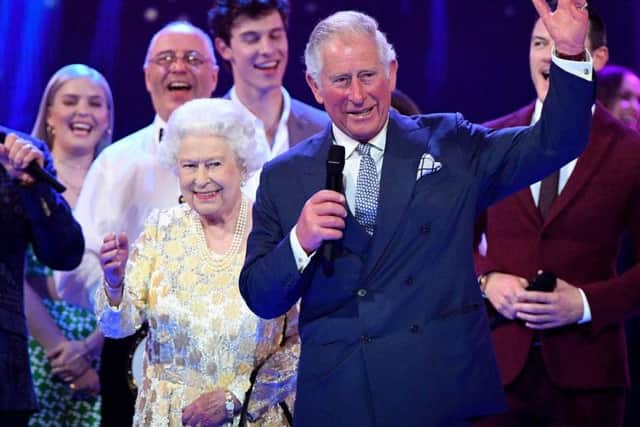 The Queen, Prince Charles, Gerry Mawdesley and Shawn Mendes
