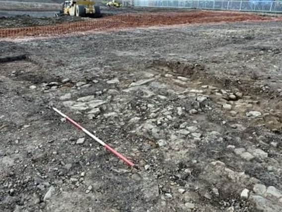Surviving parts of a Roman road discovered during excavations