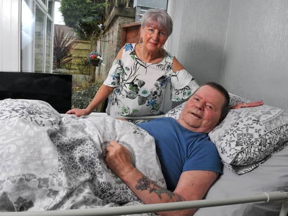 Moya Platt, who is unhappy with the home care provided by Cherish UK, with her husband Cliff at their Atherton home