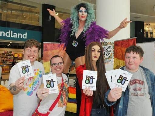 Wigan Pride 2018 being launched on Idahobit with a pop-up stall in the Grand Arcade