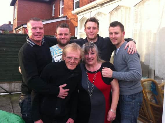 Kevin Atherton, front, with wife Lynette and sons Mark, Lee, Paul and Karl