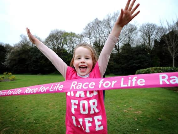Five-year-old Victoria Calland will officially start the Race For Life at Haigh Woodland Park tomorrow