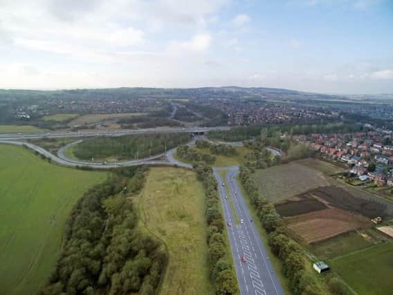 An aerial view of what the M58 link road will look like coming away from junction 26 of the M6 at Orrell