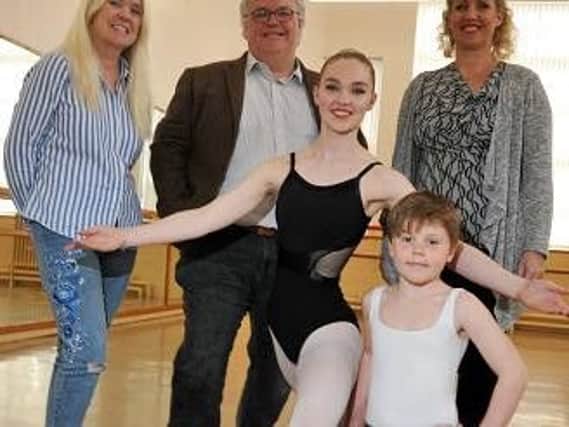 Lucy Eccles, pictured with mum Jill, Alan Gregory, brother Alex and Tina Jameson owner of Tinas Dance Studio, Wigan