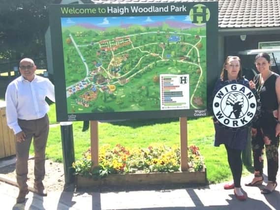 Keith Bergman from Inspiring healthy lifestyles with Karen Lawrenson from Lancashire County Council and Karen Guest from Wigan Council at Haigh Woodland Park