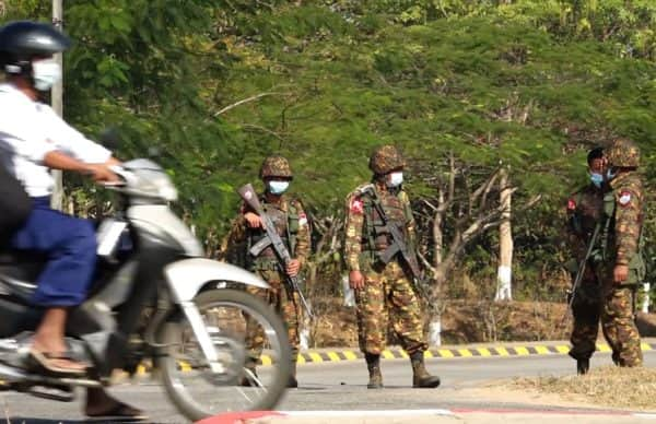 Soldiers have been seen on the streets of Naypyidaw and Myanmar's largest city, Yangon (Photo: STR/AFP via Getty Images)