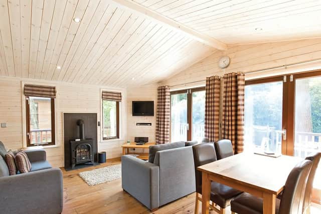 The interior of a Chatsworth Elite Vogue 2 lodge at Landal Darwin Forest